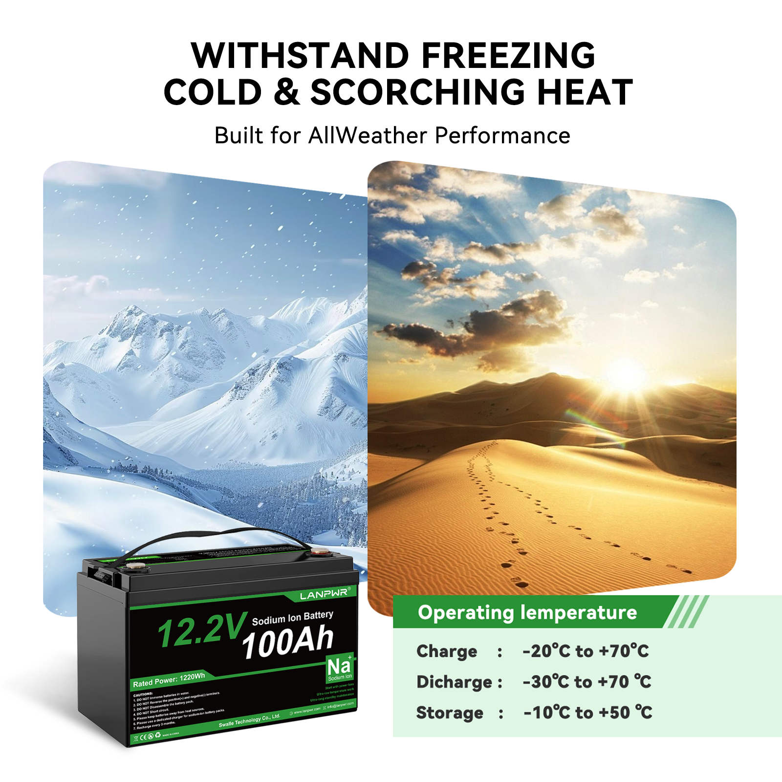 LANPWR 12V 100Ah Sodium-Ion Battery – Reliable Charging at -20°C