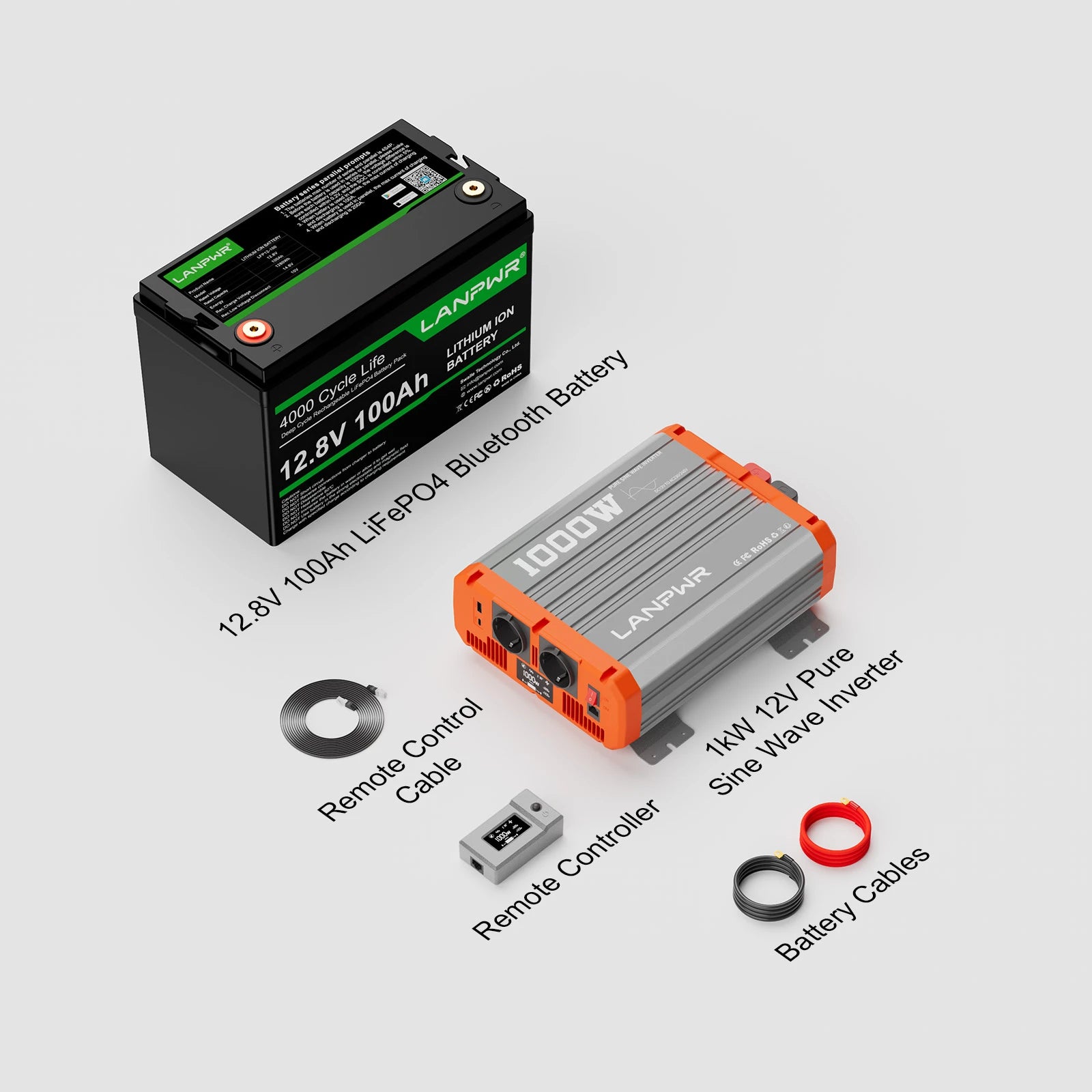 LANPWR 12V 100Ah LiFePO4 Battery with Bluetooth 5.0, 4000+ Deep Cycle Lithium Battery