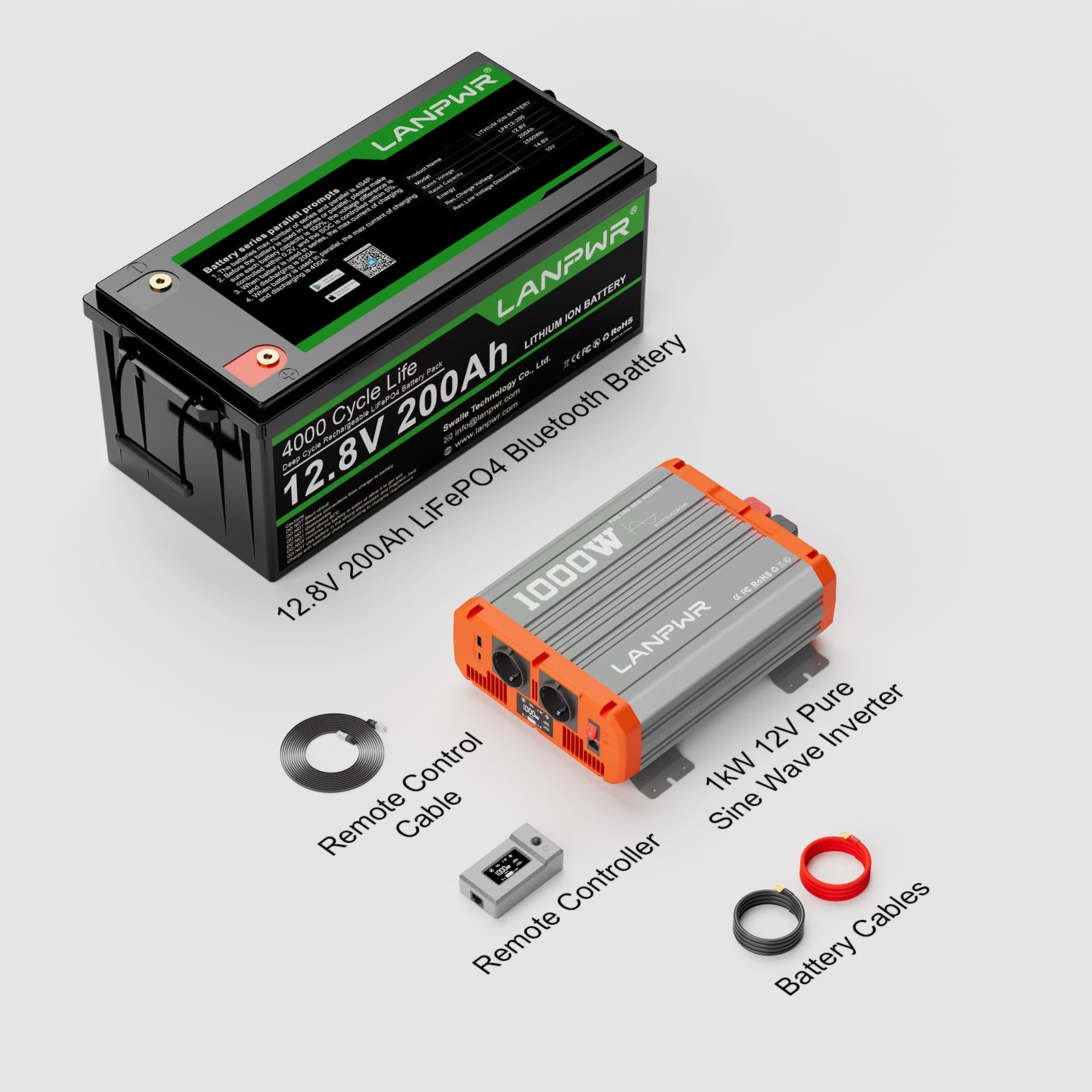 LANPWR 12V 200Ah Plus LiFePO4 Battery with Bluetooth 5.0, Maximum Load Power 2560W, 2560Wh Energy