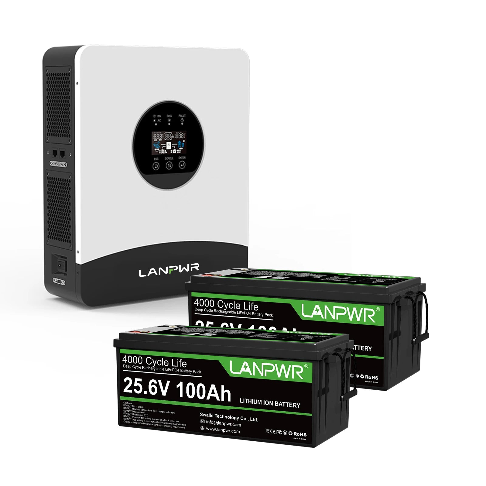 LANPWR 3kW 5.12kWh Complete MPPT Off Grid Solar Kit with 24V 100Ah LiFePO4 Battery