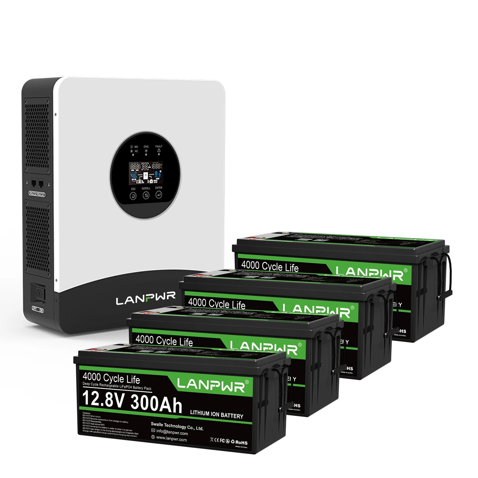 LANPWR 3000W 7680Wh Complete MPPT Off Grid Solar Kit 12V 300Ah LiFePO4 Battery