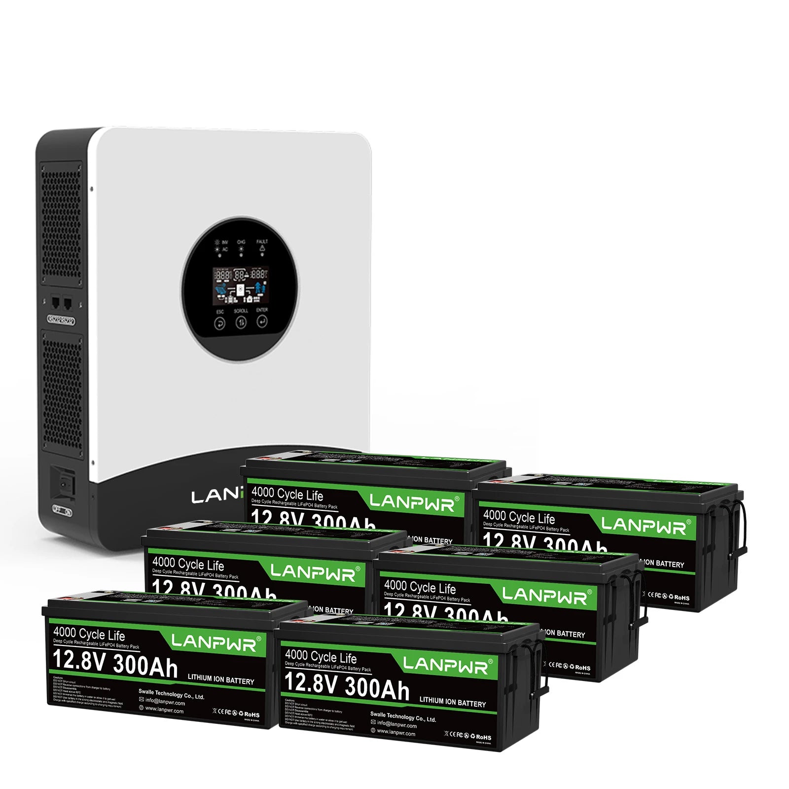 LANPWR 3000W 7680Wh Complete MPPT Off Grid Solar Kit 12V 300Ah LiFePO4 Battery