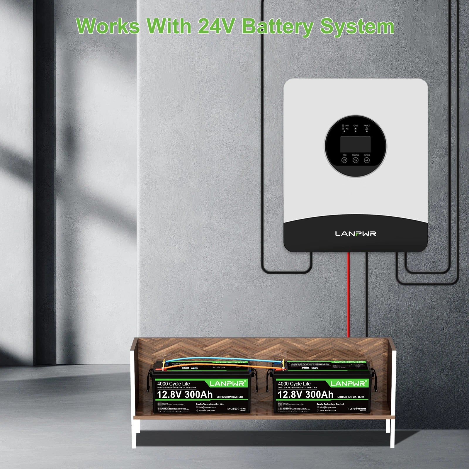LANPWR 3000W 7680Wh Complete MPPT Off Grid Solar Kit 12V 300Ah LiFePO4 Battery