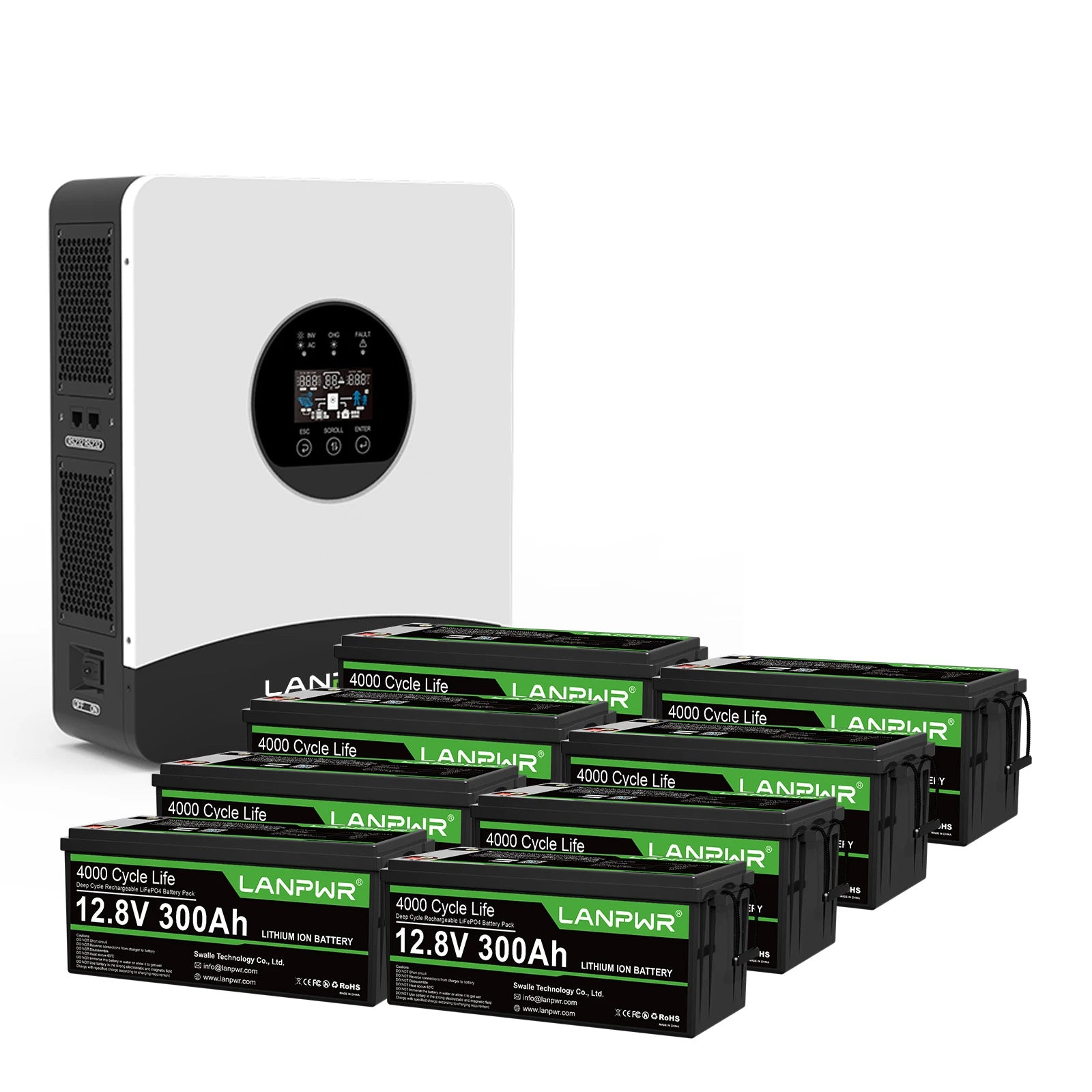 LANPWR 3000W 7680Wh Complete MPPT Off Grid Solar Kit 12V 300Ah LiFePO4 Battery