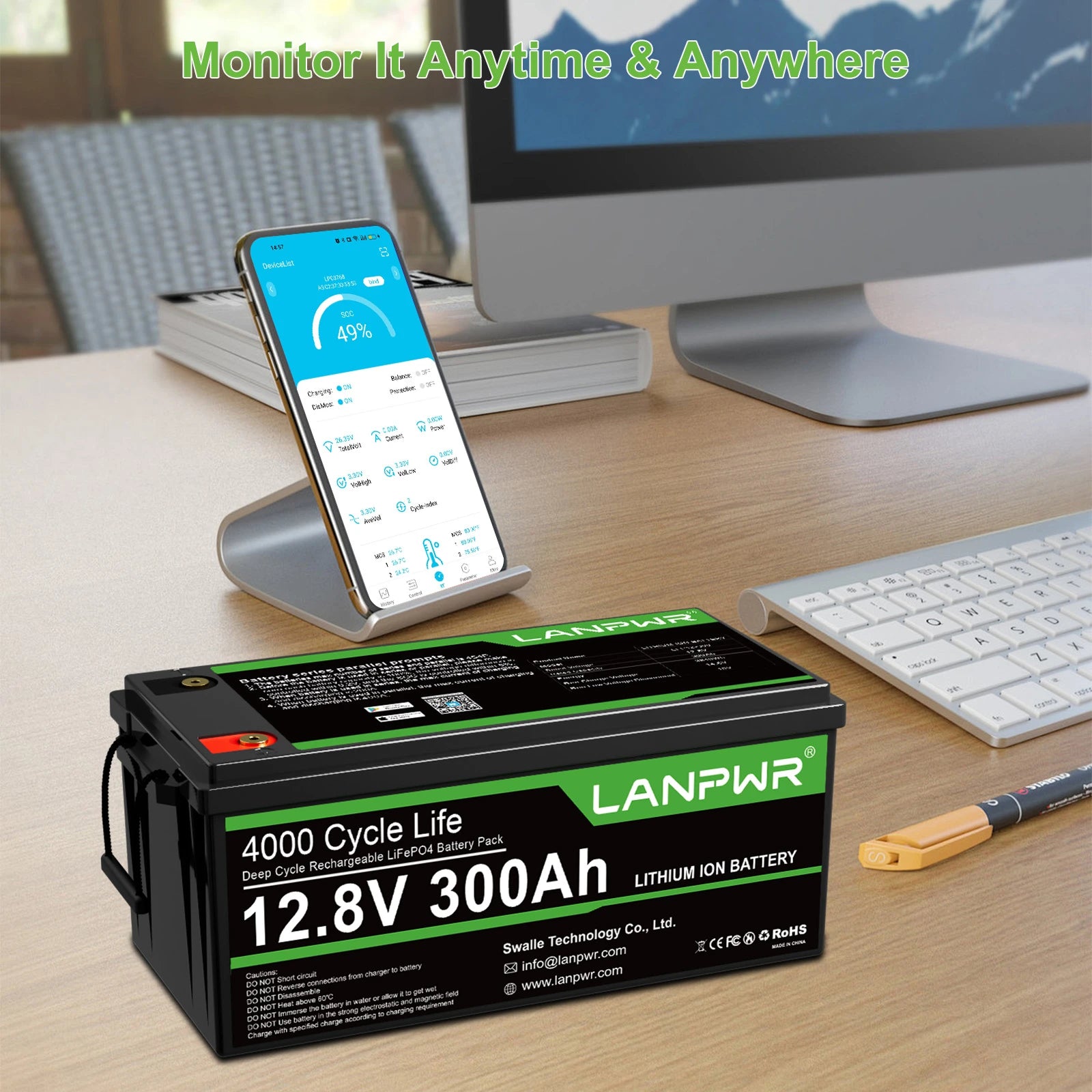 LANPWR 3000W 7680Wh Complete MPPT Off Grid Solar Kit 12V 300Ah LiFePO4 Battery