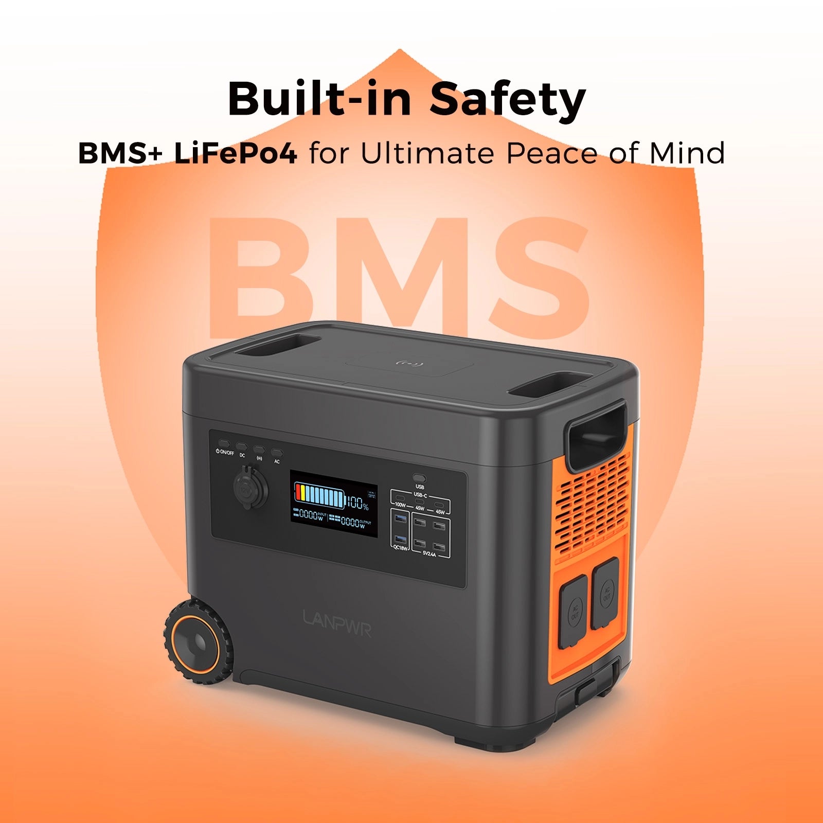 LANPWR D5-2500 Portable Power Station Solar Generator 2160Wh 2500W Perfect for Outdoor camping, RV trip, Outdoor party, Home use