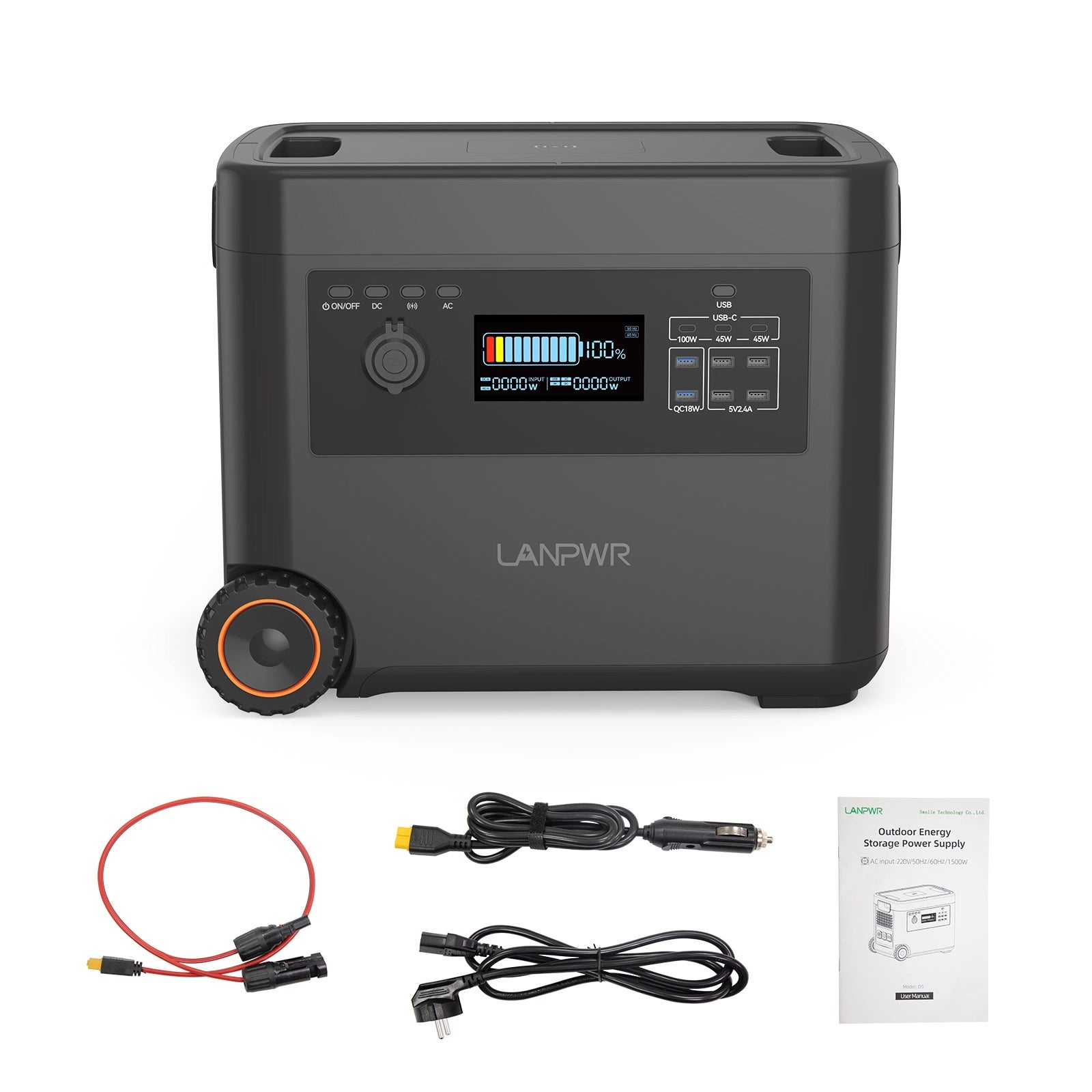 LANPWR D5-2500 Portable Power Station Solar Generator 2160Wh 2500W Perfect for Outdoor camping, RV trip, Outdoor party, Home use