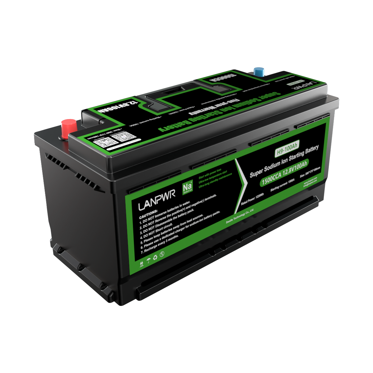 LANPWR 12V 100Ah Battery | Cold Start at -40℃ | 1500CCA for Vehicle, Car, Boat & Marine Use