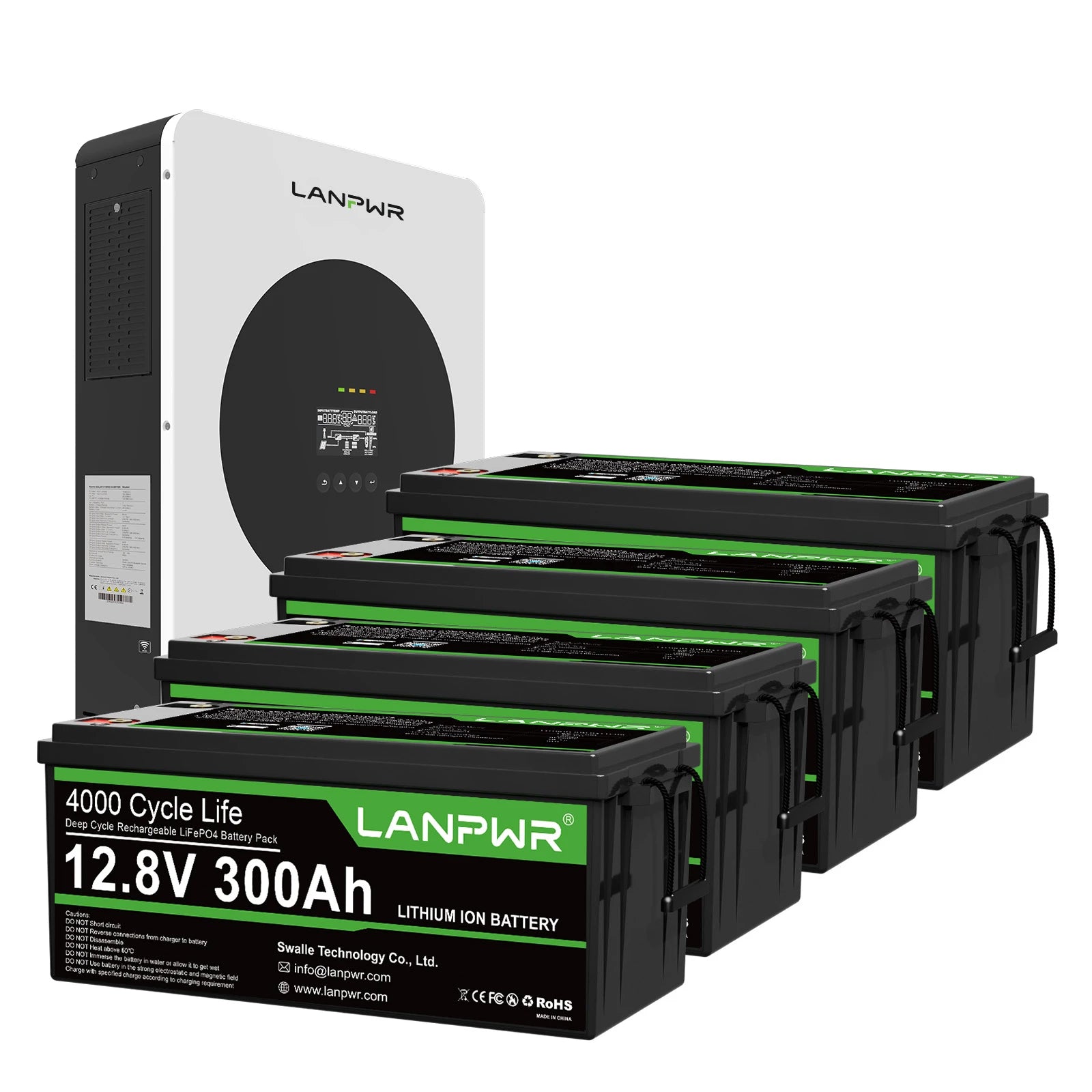 LANPWR 3600W 7680Wh Complete MPPT Off Grid Solar Kit 12V 300Ah LiFePO4 Battery