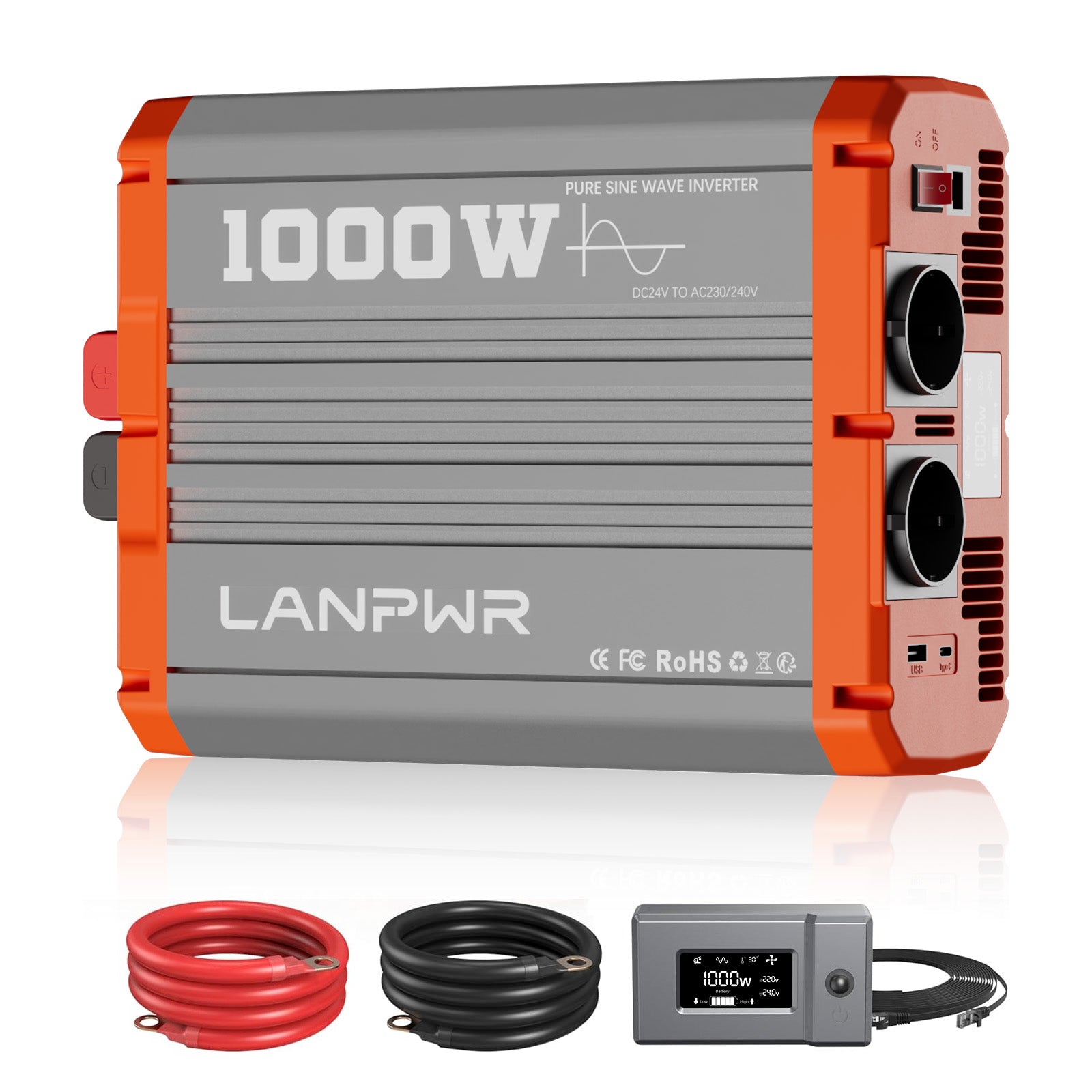 LANPWR 1000W 24V Pure Sine Wave Inverter