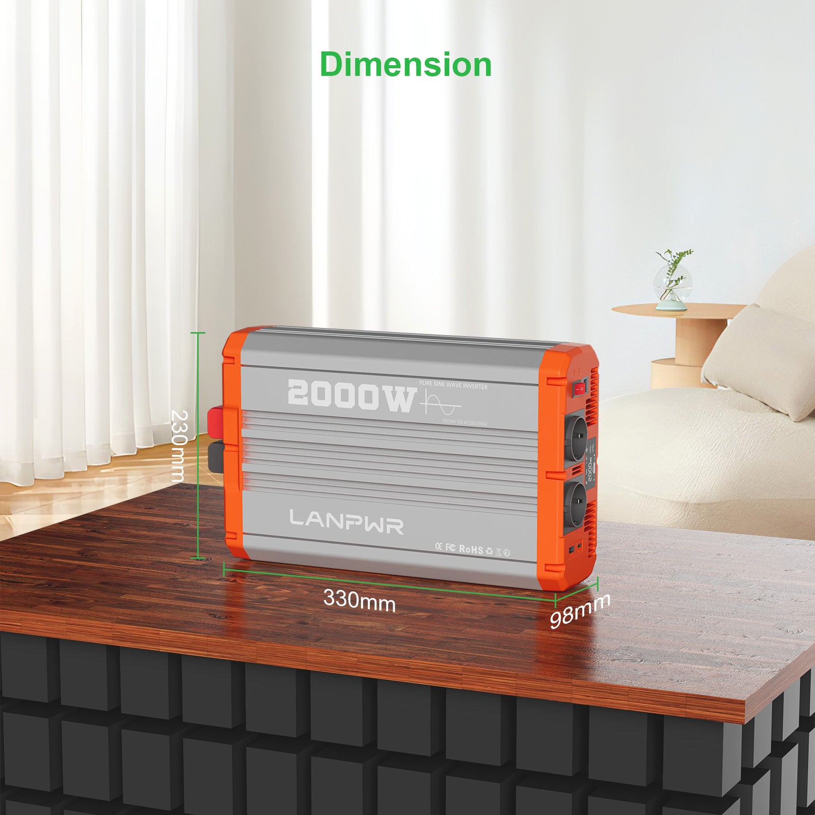 LANPWR 2000W 24V Pure Sine Wave Inverter