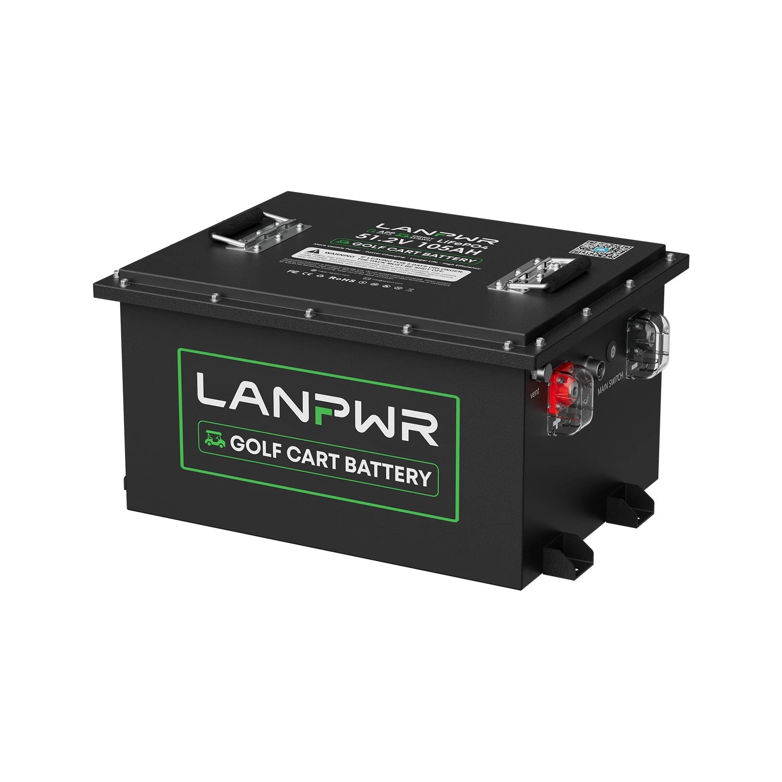LANPWR 48V 105Ah Bluetooth LiFePO4 Golf Cart Lithium Battery, 200A BMS, Max 10.24kW Power