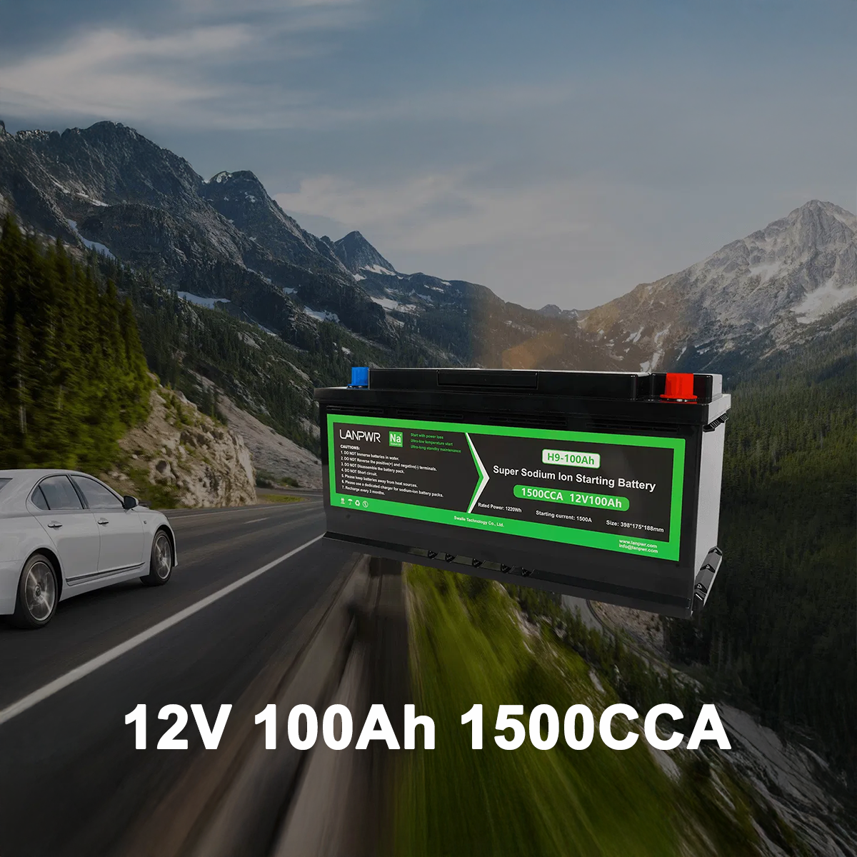 LANPWR 12V 100Ah Battery | Cold Start at -40℃ | 1500CCA for Vehicle, Car, Boat & Marine Use